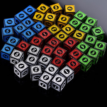 10 зара с числа D6, 16 мм решетъчна матрица с прозорец с руни и забележим цвят за настолни игри DND