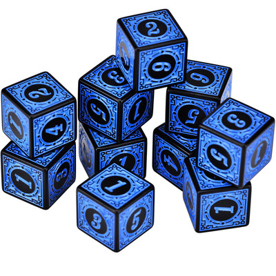 10 D6 numerių kauliukų 16 mm runų lango grotelių kauliukas su ryškia spalva stalo žaidimams DND