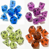 7vnt./rinkinys Skaidrus fluorescencinis kelių aspektų kauliukų rinkinys Stalo žaidimų priedai