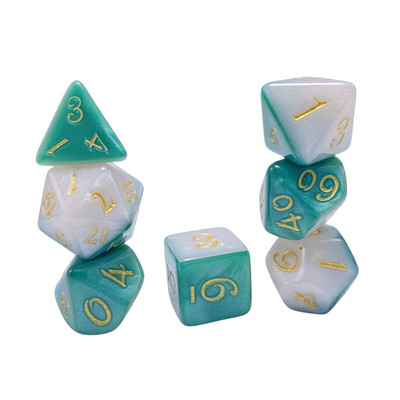 7 tk. Mitmetahuliste täringutega täringukomplekt, peotarbed, matemaatika loendamise õppevahendid