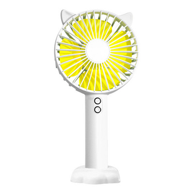 Ventilator de mână mic de birou Ventilator portabil fără fir cu 3 viteze Ventilator de buzunar cu bază pentru ureche de pisică Lumină de noapte 1200 mAh pentru dormitor, birou, acasă