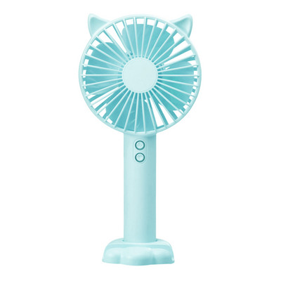Ventilator de mână mic de birou Ventilator portabil fără fir cu 3 viteze Ventilator de buzunar cu bază pentru ureche de pisică Lumină de noapte 1200 mAh pentru dormitor, birou, acasă