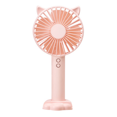 Ventilator de mână mic de birou Ventilator portabil fără fir cu 3 viteze Ventilator de buzunar cu bază pentru ureche de pisică Lumină de noapte 1200 mAh pentru dormitor, birou, acasă