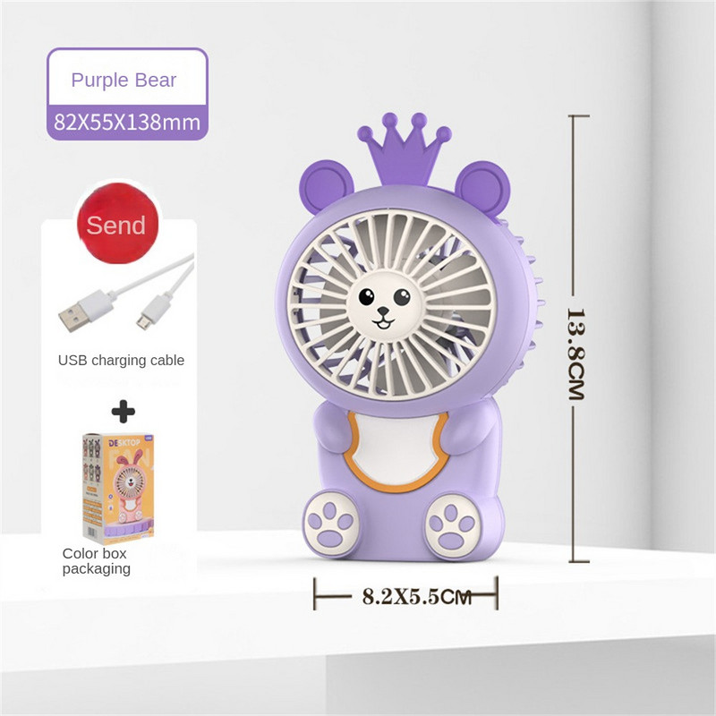 Mini USB ventiliatorius Naktinis šviesiai rožinis asmeniniai daiktai maži ir patogūs blizgantys žalios spalvos studentų reikmenys maži elektriniai ventiliatoriai, violetiniai