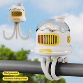 Crtani prijenosni ventilator za dječja kolica USB punjenje Ventilator bez lopatica Zračno hlađenje Električni ventilator Kućno višenamjensko ručno stolno noćno svjetlo