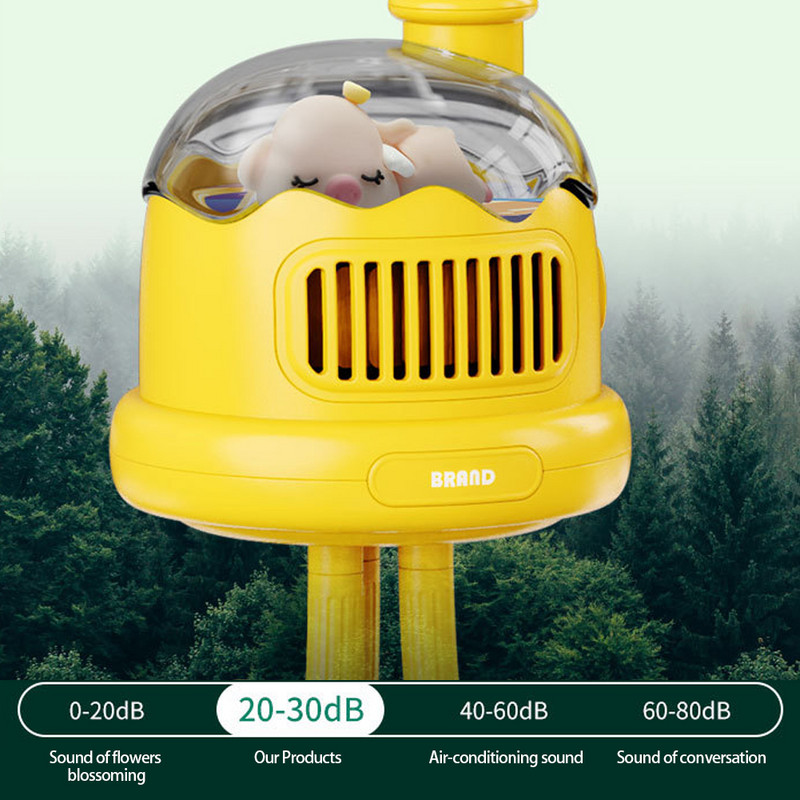 Crtani prijenosni ventilator za dječja kolica USB punjenje Ventilator bez lopatica Zračno hlađenje Električni ventilator Kućno višenamjensko ručno stolno noćno svjetlo