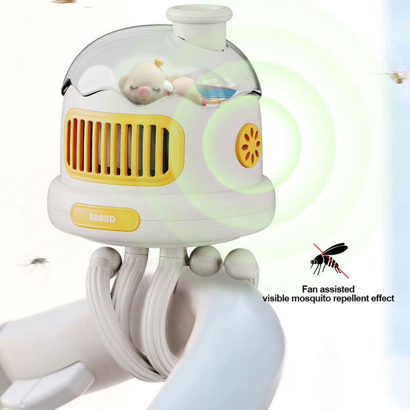 Crtani prijenosni ventilator za dječja kolica USB punjenje Ventilator bez lopatica Zračno hlađenje Električni ventilator Kućno višenamjensko ručno stolno noćno svjetlo