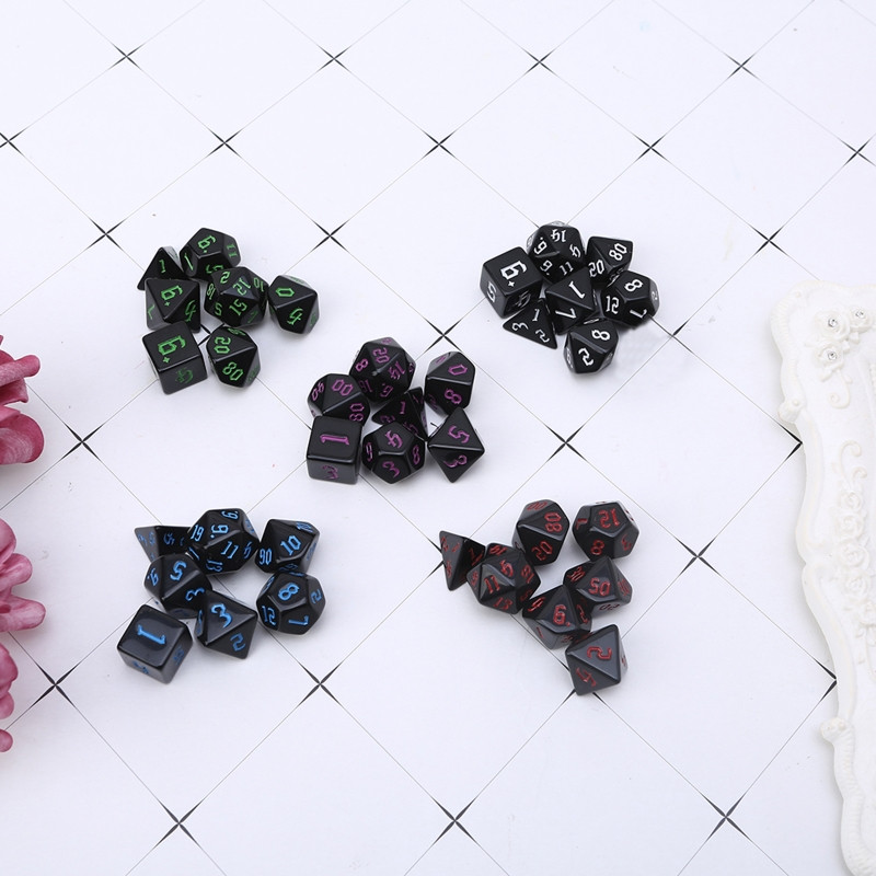 7 bucăți zaruri poliedrice cu numere pentru jocuri de rol zaruri DND realizate manual Set de modele sculptate în rășină