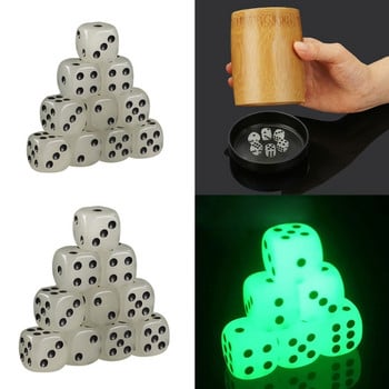 Glowing Dices D6 14/16mm 10Pcs Set Luminous-Six Sided Die Block of Glowing Dices F2TC