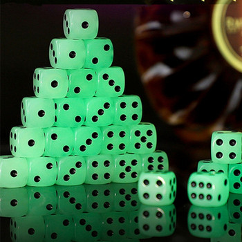 Glowing Dices D6 14/16mm 10Pcs Set Luminous-Six Sided Die Block of Glowing Dices F2TC