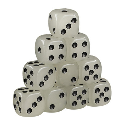 Šviečiantys kauliukai D6 14/16 mm 10 vnt. Šviečiantis šešių pusių štampavimo blokas iš švytinčių kauliukų F2TC