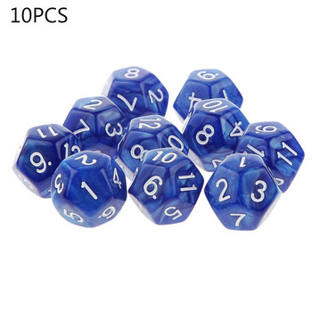 Опаковка от 10, D12 Polyhedral Pub Club Game Acrylic 12 Sided Family Party RPG Аксесоари за настолни игри F2TC