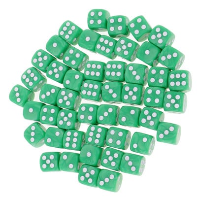 Комплект от 50 части D6 Зарове със заоблен ъгъл 16 мм за парти Ролева игра Играчка Зелен