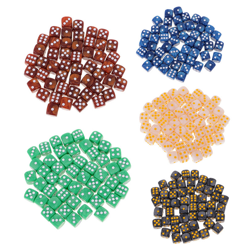Set 50 de bucăți D6 zaruri rotunde pentru colțuri 16 mm pentru joc de rol de petrecere Jucărie verde
