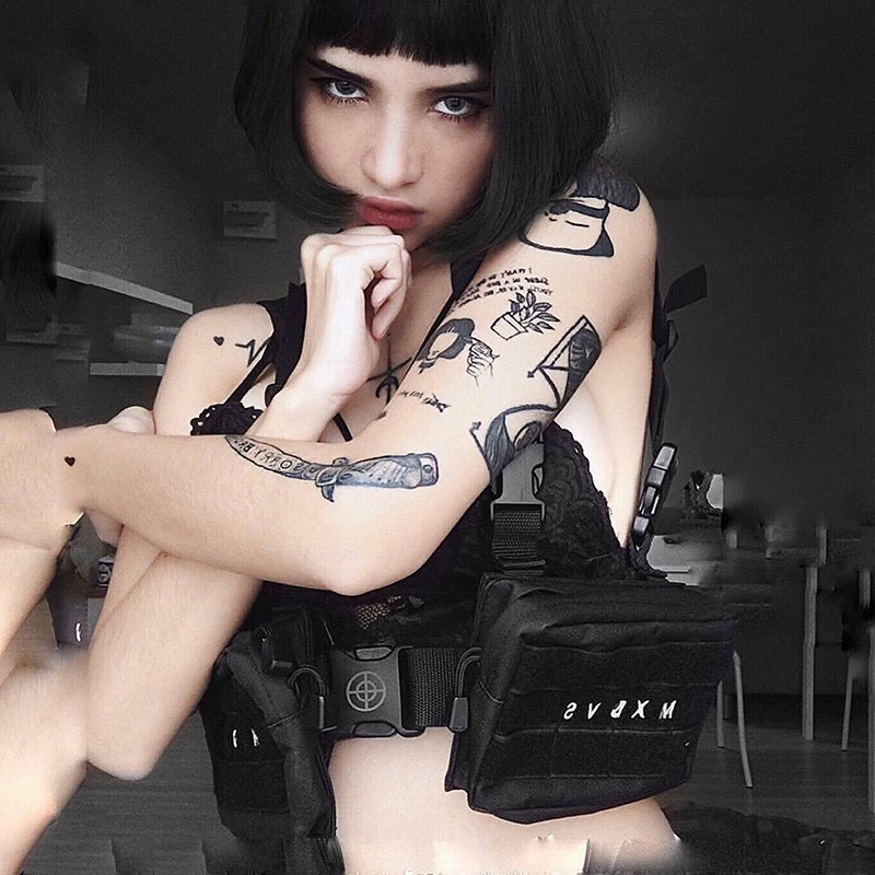 Taktička uniseks torba za prsa Ulična odjeća Muški funkcionalni alati Hip hop prsluk Dva džepa Muška torbica Kanye West