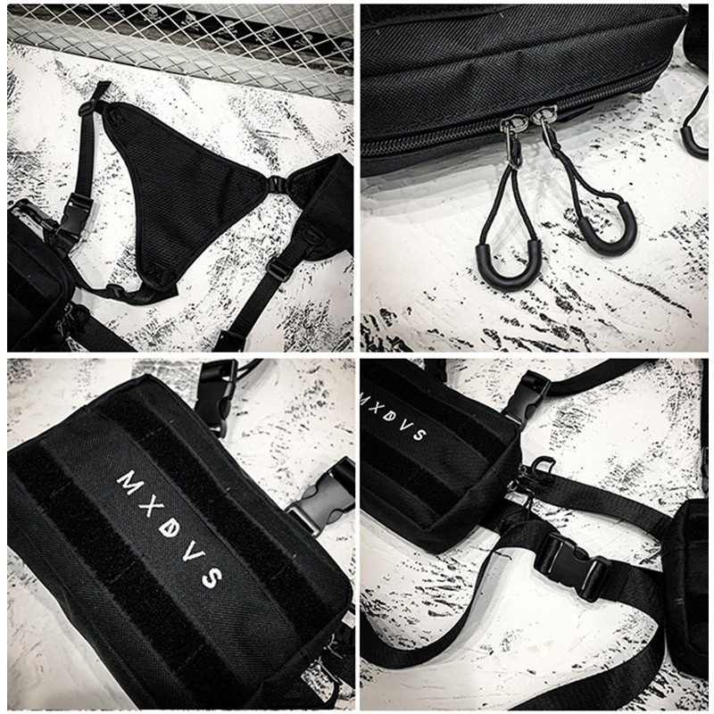 Taktička uniseks torba za prsa Ulična odjeća Muški funkcionalni alati Hip hop prsluk Dva džepa Muška torbica Kanye West