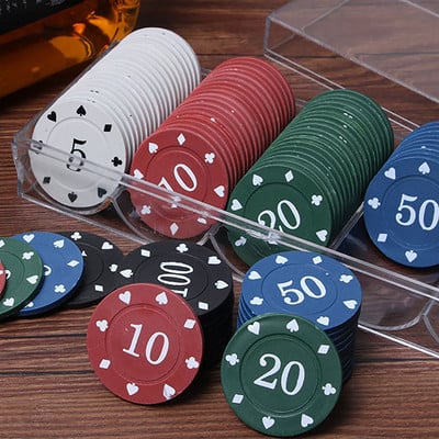 20PCS Кръгли пластмасови Texas Hold`em казино чипове, чипове Baccarat, покер чипове, развлечения, долари, монети за семейни партита