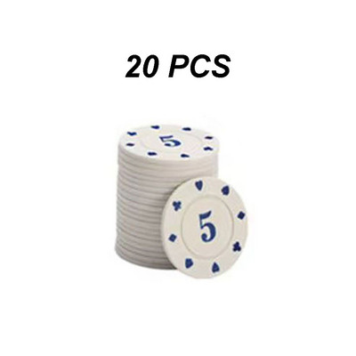 20 tk ümmargused plastikust Texas Hold`em kasiinožetoonid Baccarat pokkerižetoonide komplektid Meelelahutuslikud dollari mündid perepidude jaoks