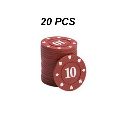20 tk ümmargused plastikust Texas Hold`em kasiinožetoonid Baccarat pokkerižetoonide komplektid Meelelahutuslikud dollari mündid perepidude jaoks