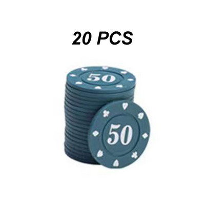 20 tk ümmargused plastikust Texas Hold`em kasiinožetoonid Baccarat pokkerižetoonide komplektid Meelelahutuslikud dollari mündid perepidude jaoks