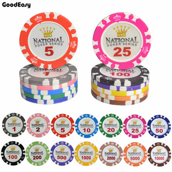 Casino Crown Poker Chips Διασκέδαση Black Jack Round Poker Chip Clay Metal Taxes Hold\'em Poker Chip Set 5 ΤΕΜ/LOT Dropshiping