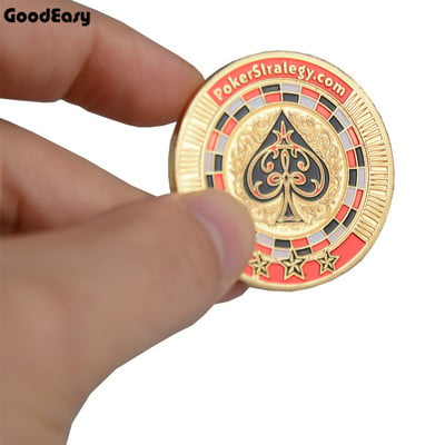 Предпазител за покер карти Метален жетон Монета с пластмасово покритие Метален комплект чипове за покер Texas PokerStrategy Бутон за раздаване