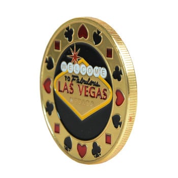 Hot Quality Poker Card Guard Protector Метален жетон Монета с пластмасово покритие Texas Poker Chip Set Игра с бутони LAS VEGAS