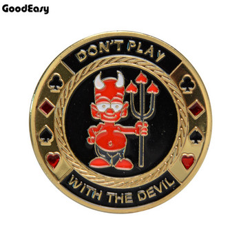 Предпазител за покер карти Метален жетон Монета с пластмасово покритие Метален комплект чипове за покер Texas Hold\'em Дяволски бутон