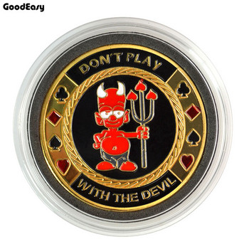 Poker Card Guard Protector Metal Token Coin με πλαστικό κάλυμμα Μεταλλικό σετ τσιπ πόκερ Texas Hold\'em Dealer Devil Button