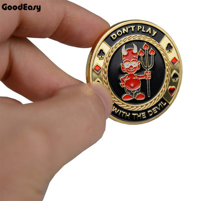 Poker Card Guard Protector Metal Token Coin with Plastic Cover Metal Poker Chip set Texas Hold`em Dealer Devil Button