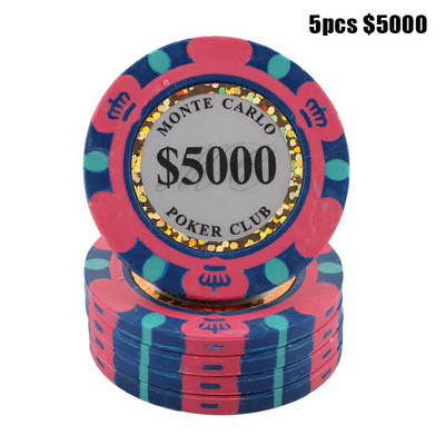 Set 5 bucăți de jetoane de poker din ceramică Monede de cazinou din argilă 40 mm jetoane de poker Monede de dolari de divertisment