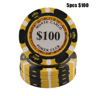 Set 5 bucăți de jetoane de poker din ceramică Monede de cazinou din argilă 40 mm jetoane de poker Monede de dolari de divertisment