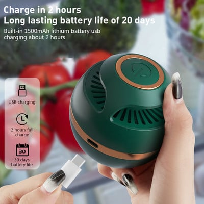 Légfrissítő frissen tartó ózongenerátor USB újratölthető szageltávolító két állítható mód szekrényhez/fürdőszobához/autóhoz