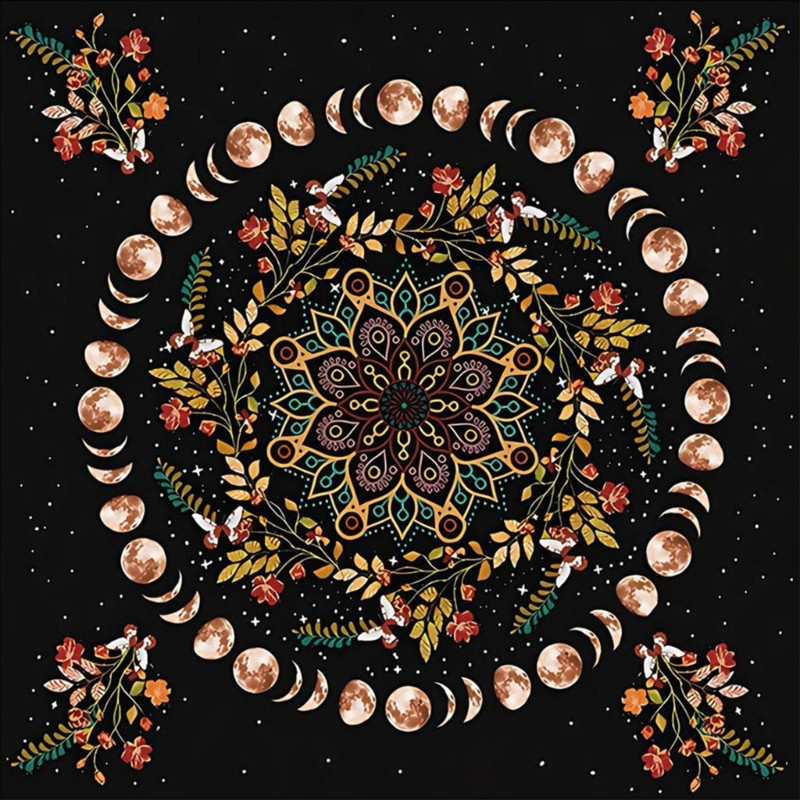 Mėnulio fazės Augalų Astrologijos Altoriai Audiniai Taro Staltiesė Būrimai Kortelės Staltiesė Gobelenas Raganavimo reikmenys