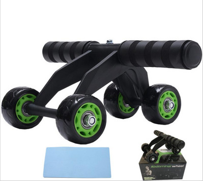 4 колела Ab Roller For Core Workout Abdominal Trainers със съпротивителни ленти, подложка за коленете, идеално оборудване за домашна гимнастика за мъже, жени