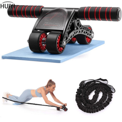 4 колела Ab Roller For Core Workout Abdominal Trainers със съпротивителни ленти, подложка за коленете, идеално оборудване за домашна гимнастика за мъже, жени