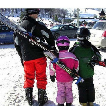 Νάιλον ιμάντες χειρός ώμου μεταφοράς για πόμο σκι Ρυθμιζόμενος βρόχος με γάντζο Buck που προστατεύει Μαύρη νάιλον τσάντα με λουρί για λαβή σκι