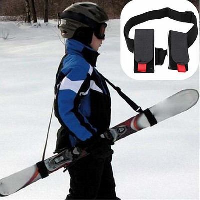 Найлонови ски щеки за носене на рамо за ръце, презрамки за дръжки за мигли, регулируема примка за кука, предпазваща черна найлонова чанта за дръжка за ски