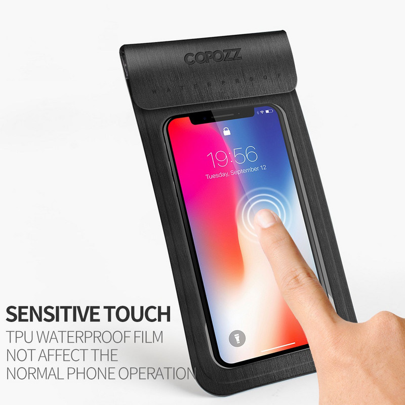 COPOZZ vízálló telefontáska iPhone X/8/7/6S Plus/Samsung S7 úszáshoz, sznorkelezéshez, síeléshez, búvárkodáshoz, víz alatti mobiltáskákhoz