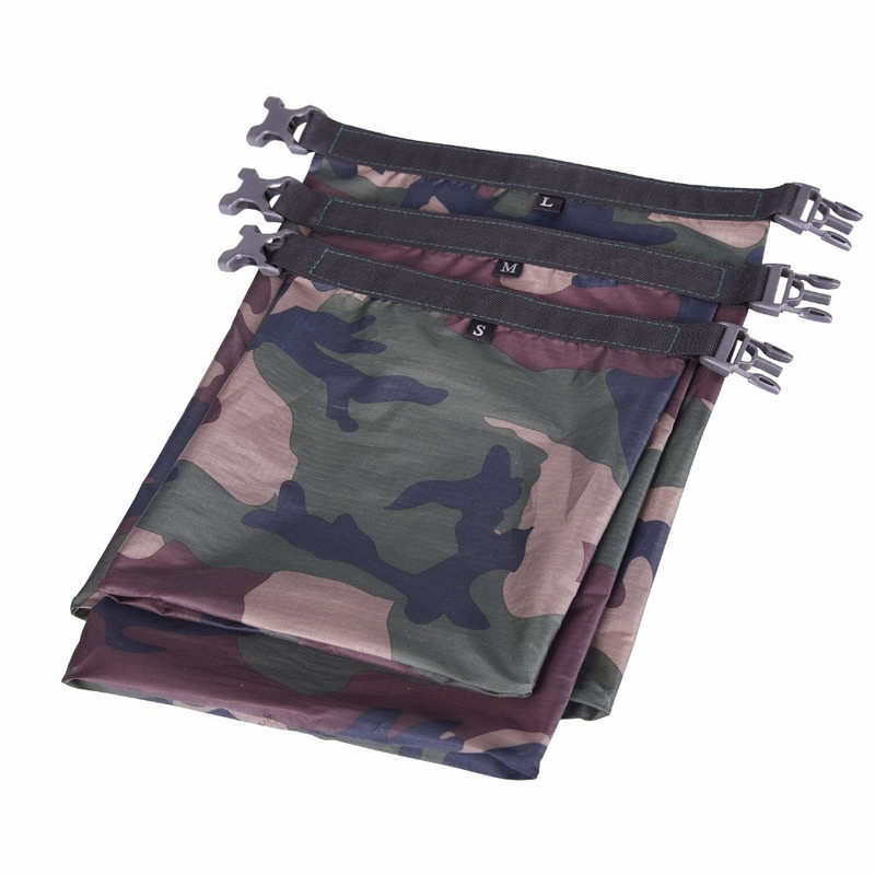 3 vnt. rinkinys, lauko plaukimo vandeniui atsparus krepšys, plaukiojimas plaustais, sausas krepšys su reguliuojamu dirželio kabliu 3/5/8 l