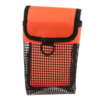 Τσάντα καταδύσεων βαρέως τύπου Νάιλον Θήκη με καρούλι με καρούλι για κολύμβηση με αναπνευστήρα Διχτυωτή τσέπη Σήμανση ασφαλείας φορέας σημαδούρας με περιστρεφόμενο κλιπ