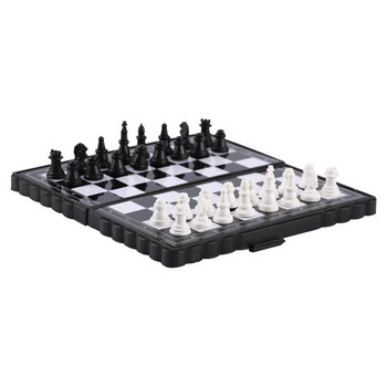 Мини комплект за шах Сгъваема пластмасова шахматна дъска Лека настолна игра Домашна външна преносима детска играчка
