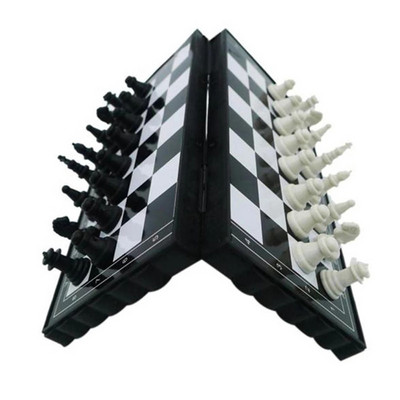 Mini set de șah Tablă de șah pliabilă din plastic Joc de masă ușoară Jucărie portabilă pentru copii în aer liber