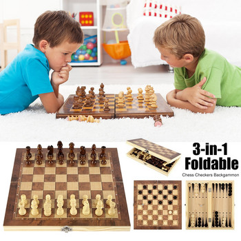 3 σε 1 Chess Game Board International Chess Set Ξύλινο Πτυσσόμενο Σκάκι Φορητό Δώρο γενεθλίων για παιδί