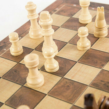 24x24CM 3in1 Международен шахматен комплект Дървен сгъваем шах Развлечение на закрито Преносима настолна игра Checker Подарък за рожден ден за дете