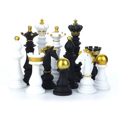 1pc Resin Chess Pieces Board Games Accessories International Chess Figurines Retro Home Decor Simple Modern Chessmen Ornaments