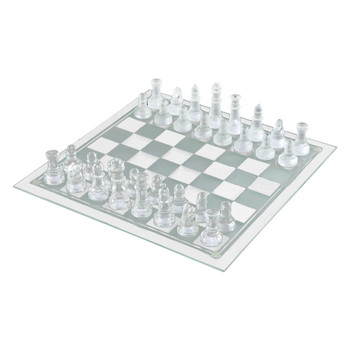 Стъклена шахматна дъска Висококачествени елегантни стъклени шахматни фигури Комплект за игра на шах 25CM или 20CM Дървени шахматни дъски Табла Настолна игра