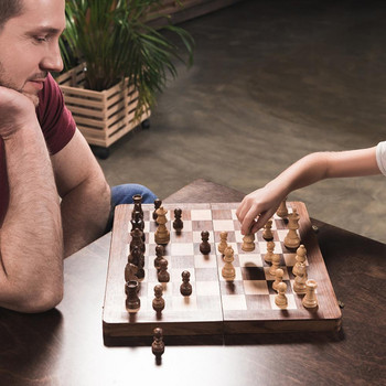 Παιχνίδι σκακιού 3 σε 1 Ξύλινη σανίδα αποθήκευσης Σετ σκακιού Επαγγελματικά ρολόγια ψηφιακής σκακιέρας για παιχνίδι σκακιού