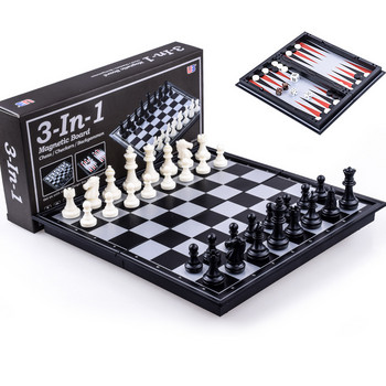 Магнитна шахматна табла 25 см комплект шашки Пътна сгъваема настолна игра International Chess Folding Chess Portable Board Game