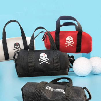 Дамска чанта за топка за мини голф с катарама с цип Череп Полиестер Преносима чанта за съхранение на топка за голф Двойна чанта за топки Модни консумативи за голф